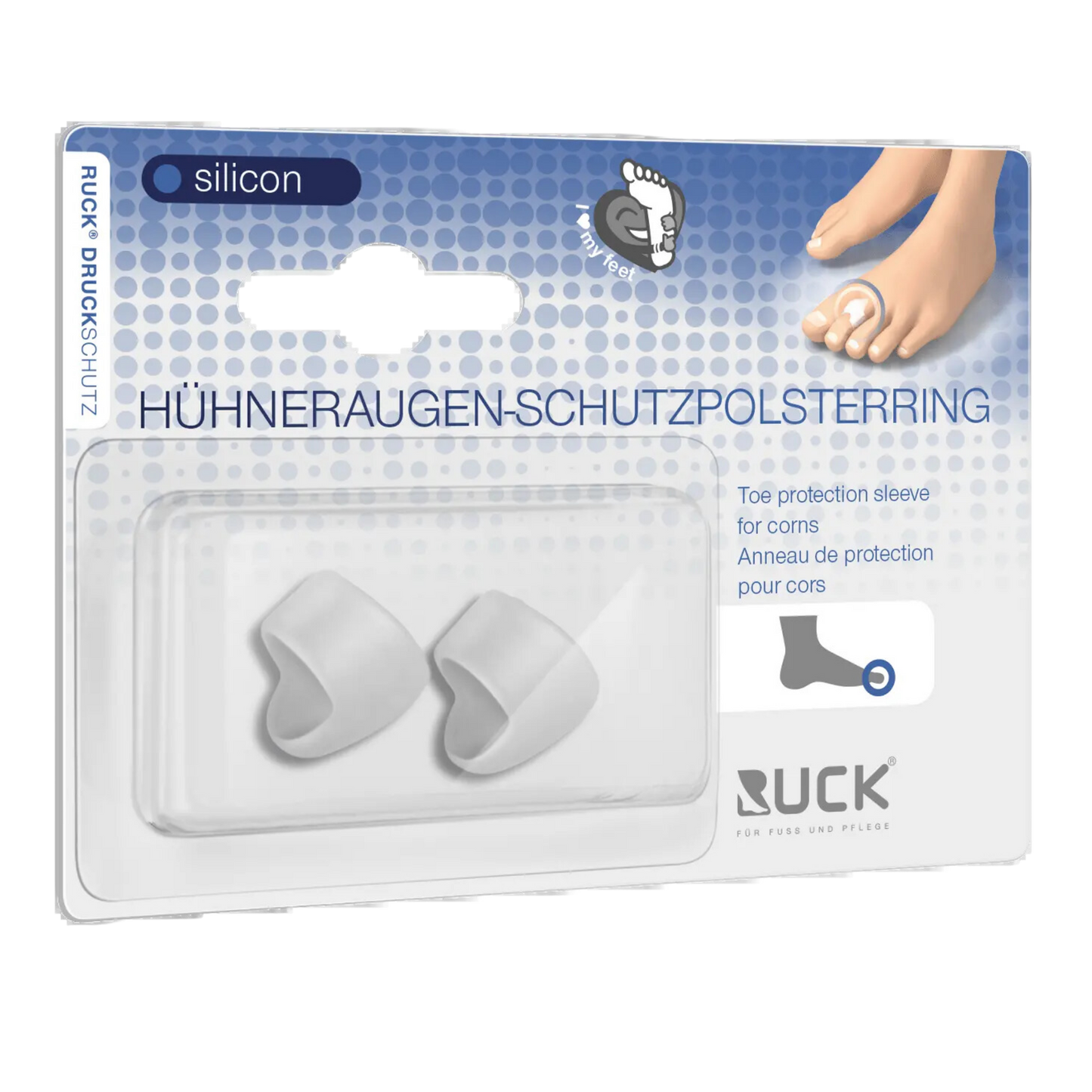 RUCK - Druckschutz Silikon Hühneraugen Schutzpolsterring Gr. 1 - 2 Stück