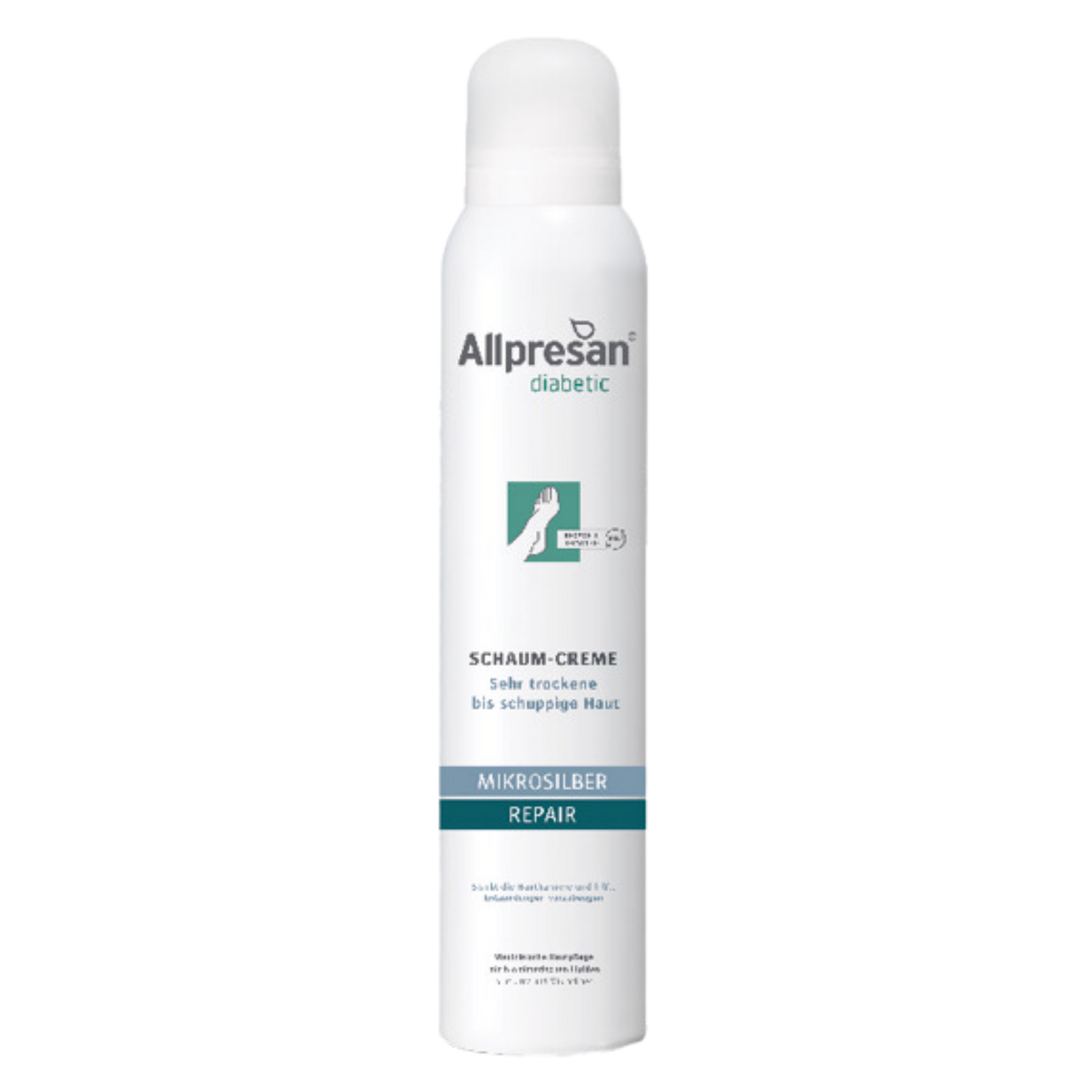 Allpresan diabetic Mikrosilber + Repair - Fußschaum mit Mikrosilber für trockene Haut bei Diabetes mellitus 200 ml