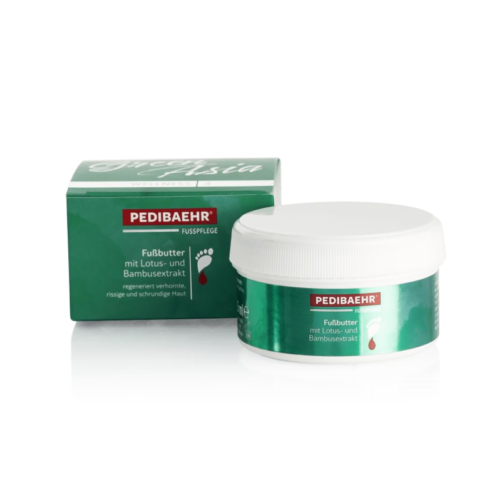Pedibaehr Fußbutter | Green Asia | Mit Lotus- und Bambusextrakt | Mit Vitamin E | auch für Diabetiker | Feuchtigkeit | 125 ml